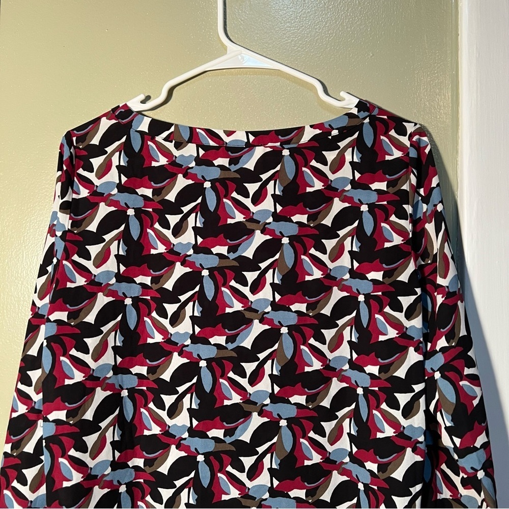 Loft Long Sleeve Blouse Chest Pocket Black White Floral S - Picture 7 of 10